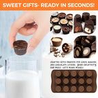Peanut Butter Cup Mold, 15 Cavity Chocolate Candy Molds, Silicone Baking Mold for Snack Size Mini Peanut Butter Cup, Jelly, and Cordial, Pack of 2