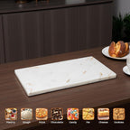 White Marble Cutting Board, Marble Slab Pastry Board With Non-Slip Feets For Baking, Cheese, Charcuterie, Chocolate, 12x20 Inch, Pack Of 1 Piece