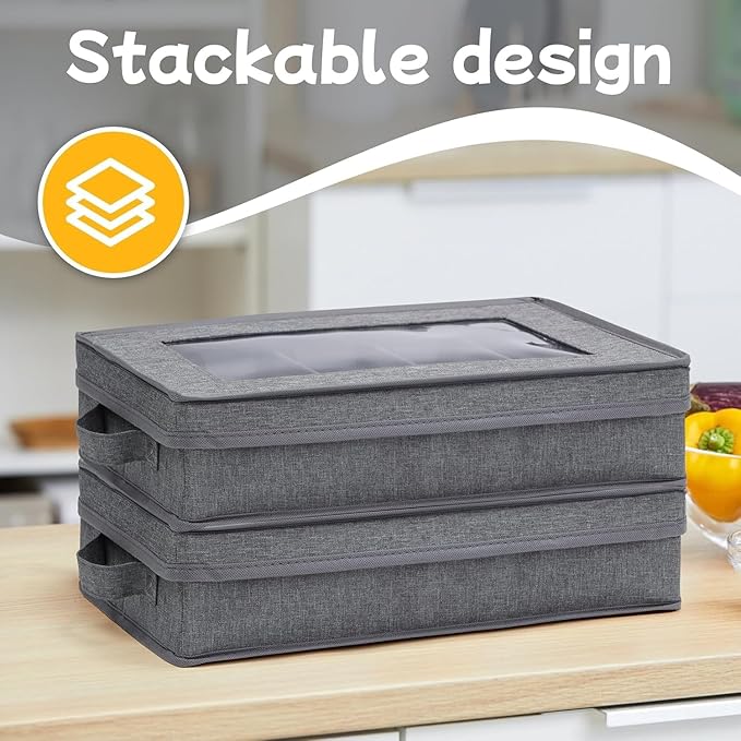 Silverware Storage Box 2 Pack, Flatware Storage, Utensil Storage with Removable Lid and Adjustable Dividers for Organizer Utensils, Cutlery, Flatware, Knives, Large Capacity Gray