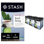 Stash Tea Earl Grey Black Tea - Caffeinated, Non-GMO Project Verified Premium Tea with No Artificial Ingredients, 20 Count (Pack of 6) - 120 Bags Total