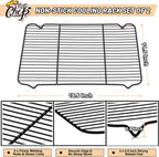 P&P CHEF Cooling Baking Rack Pack of 2, Stainless Steel Cooling Racks for Cooking Baking Roasting Grilling Drying, Dense Wires & Smooth Edge, Easy to clean, Black, 16.6" x 11.5"
