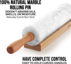 Zulay Kitchen 17-Inch Marble Rolling Pin With Stand - Polished Marble Rolling Pins For Baking With Long Beechwood Handle - Non-stick Roller Pin For Baking Pastries, Bread & Pizza