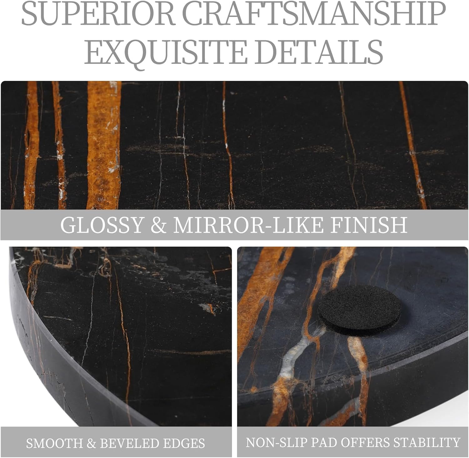 Koville Natural Marble Cutting Board for Kitchen, 11inch Round Hand Crafted Marble Slab for Cheese, Charcuterie, Pastry Board - Wedding Gift, House Warming Gift(NOIRAZIZA)