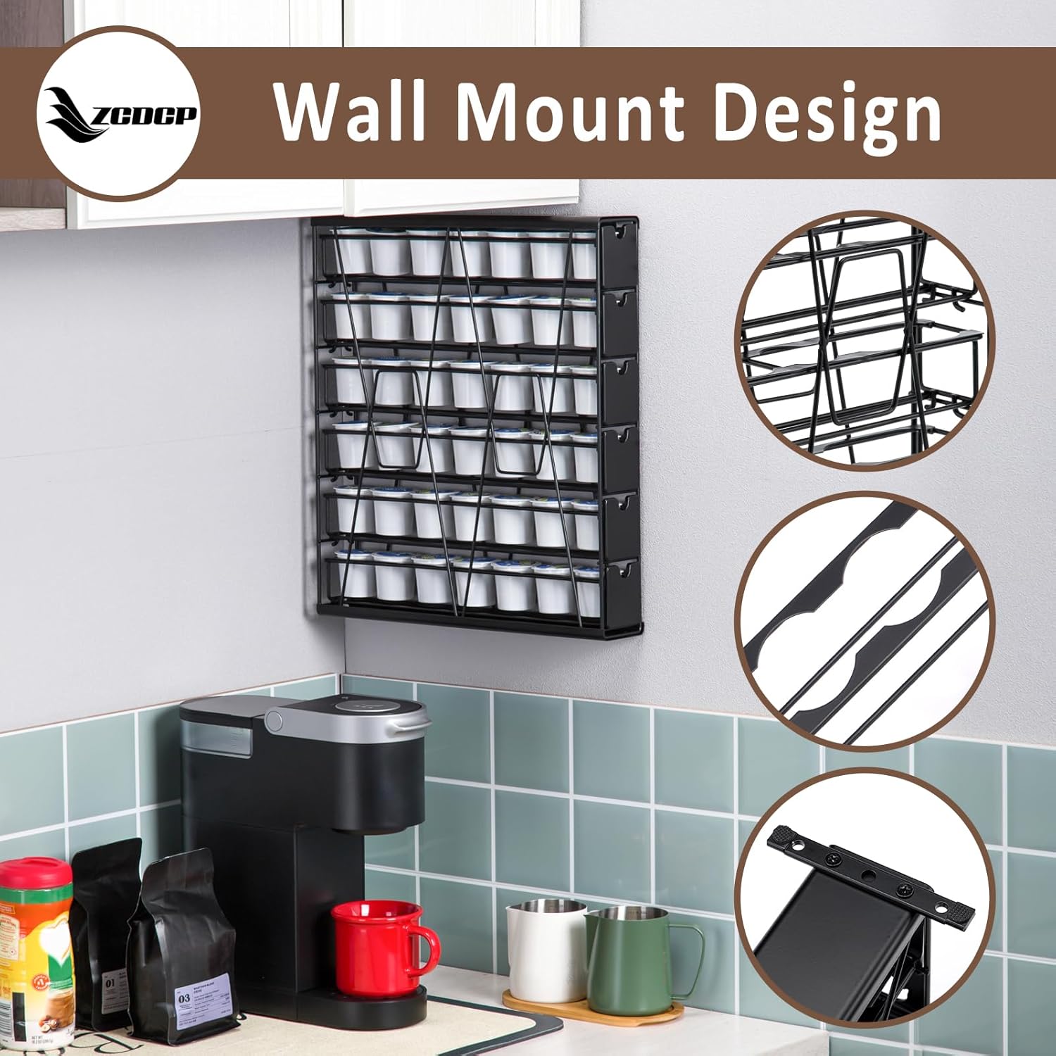 ZCDCP for K Cup Coffee Pod Holder, K Cup Holder Drawer Wall Mounted Coffee Pod Organiser (Holds 42 Coffee Pods)