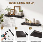 17x8x1.6 inch Floating Shelves Set of 2 – Solid Wood Rustic Black Wall Mounted Shelf for Kitchen, Bathroom, Living Room