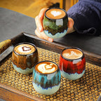 Espresso Cups Ceramic Kiln-Change Mini Espresso Coffee Cup KungFu Tea Set Spirits Cups Tasting Cups Mate Cup (2Pcs, Green)