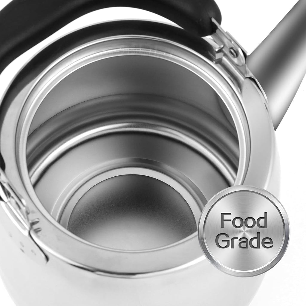 Tea Kettle,Whistling Tea kettle for Stove Top,3 QT Stainless Steel Teapot,Induction Tea Kettle Pot for Stovetop (2.85 L,Silver)
