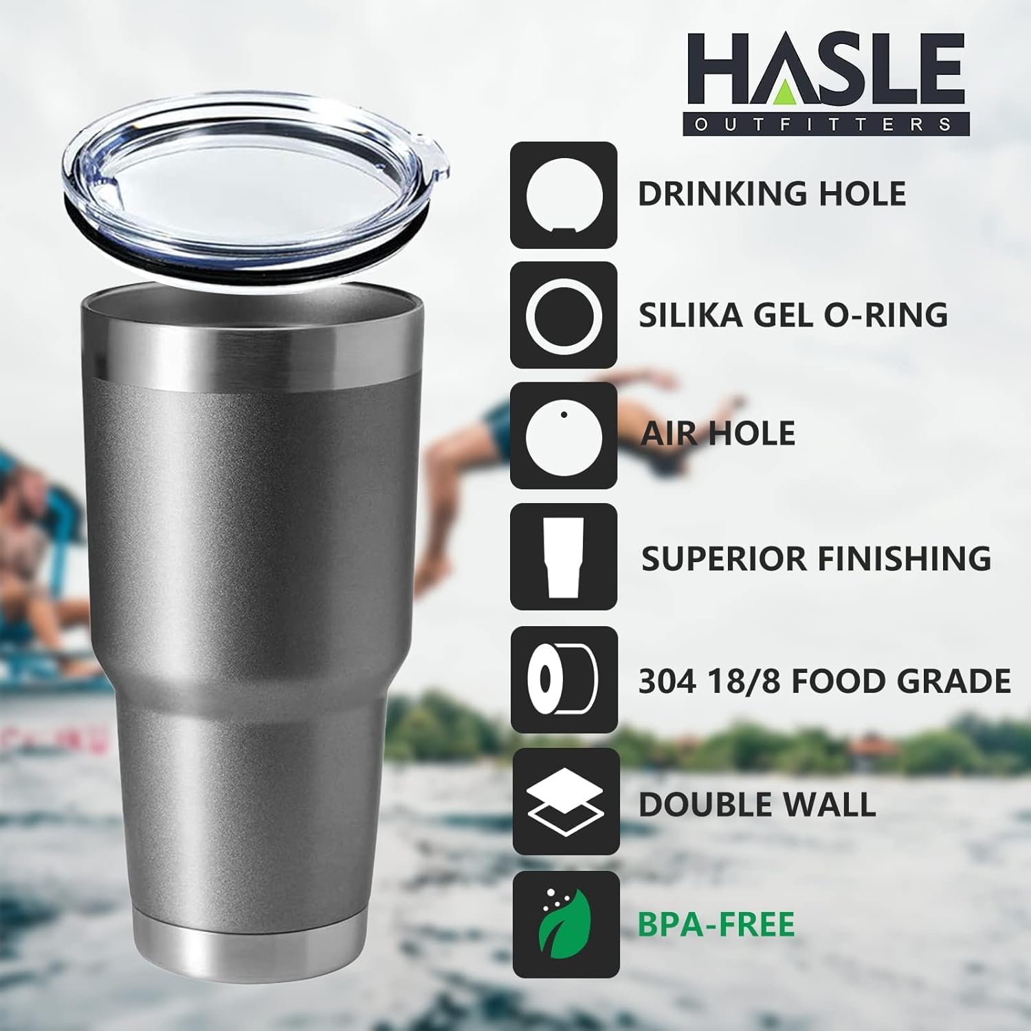 HASLE OUTFITTERS 30oz Stainless Steel Tumbler, Double Wall Vacuum Insulated Travel Mug Tumbler, Durable Insulated Coffee Mug, Gift Box Set (Grey, 12)
