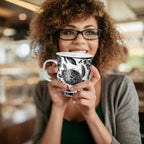 Karma Gifts 16 oz Black and White Boho Mug Sea Turtle - Cute Coffee and Tea Mug - Ceramic Coffee Mugs for Women and Men, 1 Count (Pack of 1)