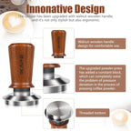 IKAPE 53.3mm Espresso Coffee Tamper, Spring-loaded Calibrated Tamper with Premium Stainless Steel, Newly Upgraded Walnut Tamper Compatible with 54 Breville Espresso Machine Bottomless Portafilter