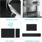 Golener Silicone Coffee Mat Set - 24" x 16" Coffee Bar Mat for Countertop, Kitchen Station Pad Accessories Fit Under Coffee Maker or Machine, Dish Drying Mat, Heat Resistant Kitchen Gadget, Black