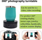 YVV Motorized Rotating Display Stand,Turner Cup Platform for Epoxy Glitter Tumbler, 360 Automatic Mute Rotating Turntable, Tumbler Making Supplies Spinner, Base for Product Video Show ,Balck 4.72in