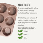 Non Toxic Nonstick 6 Cup Jumbo Muffin Pan | Large Cupcake Tin for Oven | Nontoxic Muffin Tins Big Size | PFOA Free Cupcakes Tray