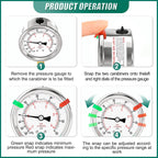 -30inHG-60PSI Stainless Steel Liquid Filled Pressure Gauge, 2.5" Dial Size, 1/8" NPT Lower Mount, for Tube, Water Pump, Gas, Liquid, Pressure Test (with Range Mark Pointer)