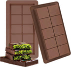 Chocolate Bar Mold 2 Pack, Non-Stick Deep Dubai Chocolate Bar Molds, Silicone, Rectangular Prism, Chocolate Color