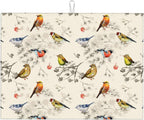 Spring Birds Dish Drying Mat Chinoiserie Watercolor Floral Branch Colorful Bird Microfiber Absorbent Drying Mats Reversible Kitchen Countertop Protector Dishes Drainer Rack Pad 18x24 Inch