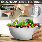 Nesting Mixing Bowl Set, 10 Pack Stainless Steel Bowls with Scale Marks, Baking Bowls Mixing Set for Kitchen Food Space Saving Storage, Cooking, Baking.