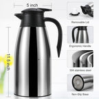 70 oz Thermal Coffee Carafe for keeping hot, Updated Carafe for hot liquid, Airpot Stainless Steel Thermos Urn Beverage Dispenser Vacuum Thermal Pot for Coffee, Hot Water,Keep Hot 12 Hour(silver)