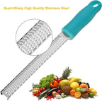 Lemon Zester, Stainless Steel Kitchen Cheese Grater, Plastic Cover Ergonomic Soft Blue Handle