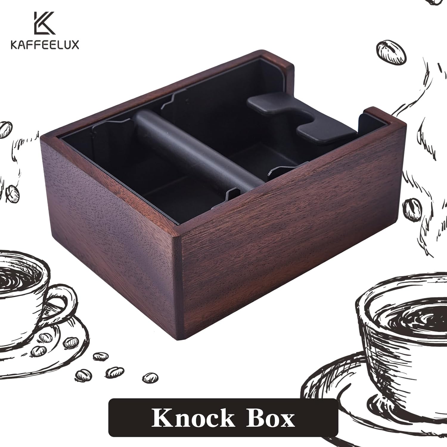 Wooden Espresso Knockout Box, 58mm Espresso Storage Box, Suitable For Storing 58mm Espresso Mashers, Dispensers, Natural Walnut Wood Masher Base (coffee)