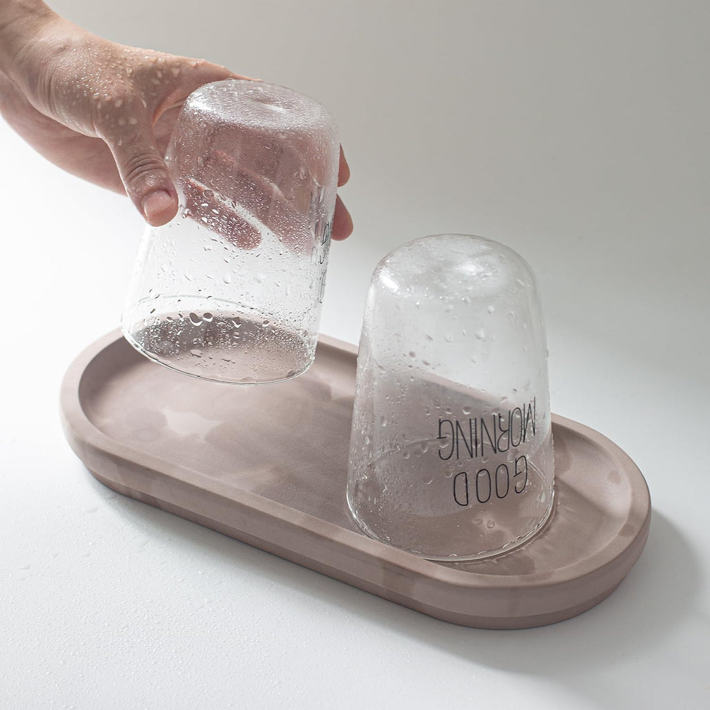 Selegna Diatomaceous Earth Stone Sink Tray - Quick Drying, Reversible Tray for Kitchen & Bathroom Countertop Organizer, Use as Bottle Drying Rack, Sink Caddy, Vanity Organizer, Sponge Holder