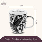 Karma Gifts 16 oz Black and White Boho Mug Hummingbird - Cute Coffee and Tea Mug - Ceramic Coffee Mugs for Women and Men, 1 Count (Pack of 1)