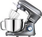 Kitchen in the box Stand Mixer, 6.5QT 660W Kitchen Electric Mixer, 6-Speed Tilt-Head Food Mixer with Dough Hook, Wire Whip, Beater, Dishwasher Safe (Grey)