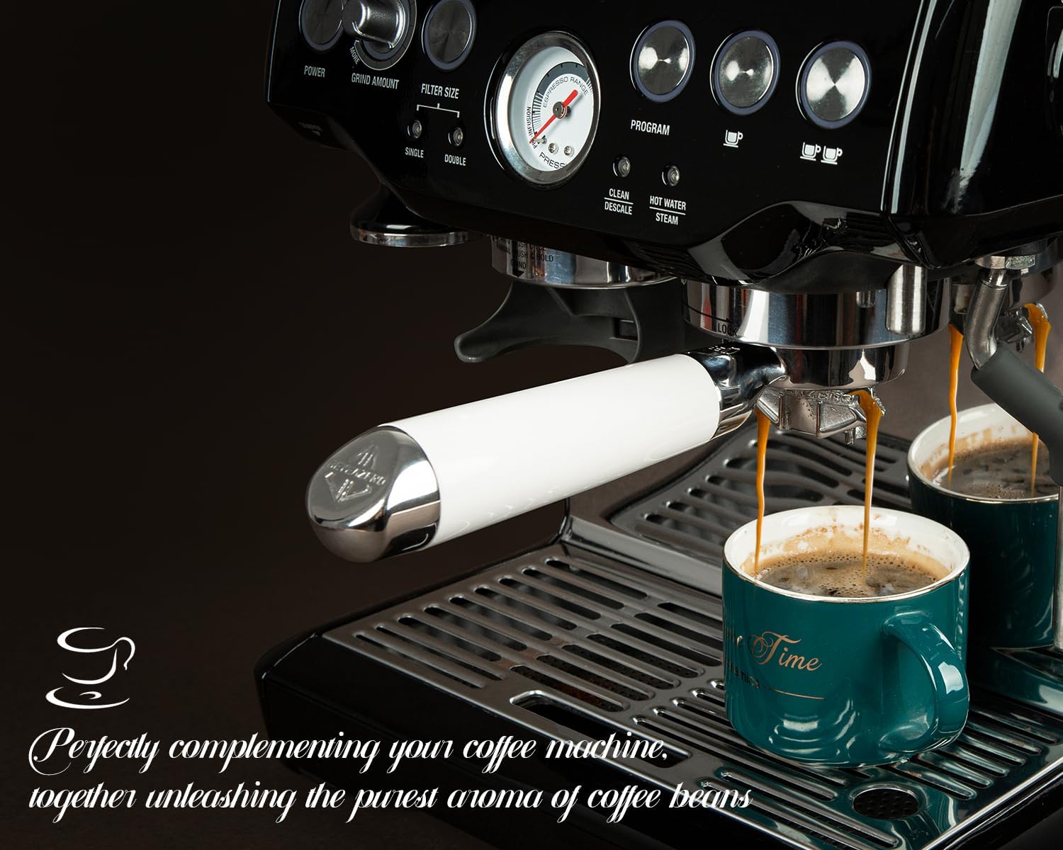 𝟓𝟒𝐦𝐦 𝐃𝐨𝐮𝐛𝐥𝐞 𝐒𝐩𝐨𝐮𝐭 Portafilter Fits Breville Barista Express and 54mm Breville Machines, Espresso Bottomless Portafilter with Puck Screen 53.5mm and Filter Basket