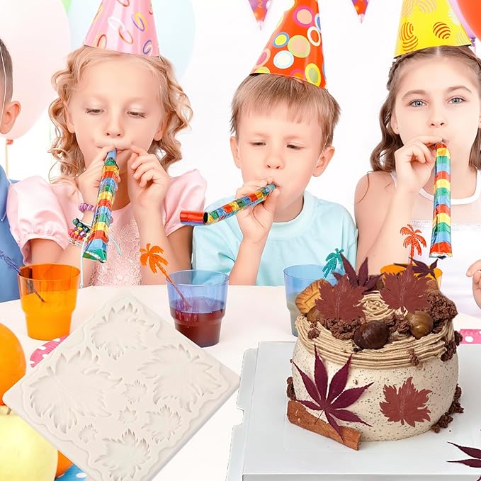 1 Pcs Maple Leaf Fondant Mold, Plant Leaf Chocolate Silicone Molds, for Autumn Theme Party Kitchen Baking Cake Decoration Cupcake Topping Cookie Candy Dough Gum Modeling Clay Keychain UV Resin