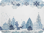 Winter Blue Snowflake Dish Drying Mat Christmas Tree Kitchen Counter Dish Drainer Mats Xmas Forest Deer Moose Dish Dry Pad Bottles Protector for Kitchen Countertop Coffee Bar, 18x24 inch Large