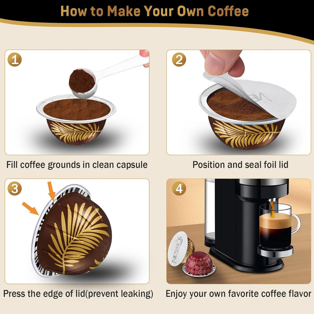 Nessus 200 PCS Original Aluminum Foil Seals Lids from Vertuo Reusable Pods Kit, [ALSeal EZ FIT] for Nespresso Refillable Pods, Compatible with Nespresso Vertuoline Machine(Foil Seals Only)