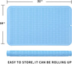 Silicone Dish Drying Mat for Multiple Usage,Easy clean,Eco-friendly,Heat-resistant Silicone Mat for Kitchen Counter or Sink,Refrigerator or Drawer Liner Light Blue 4XL 32 inches x 18 inches