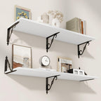 RICHFOCUS 12 Inch Deep Floating Shelves for Wall, 39" W x 12" D Wood Wall Shelves Set of 2, Wide Floating Shelves for Living Room, Bedroom, Kitchen, Bathroom and Decor Storage, White