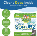 Dishwasher Cleaner, Heavy Duty, Septic Safe, Removal of Odors, Limescale, Smell, Grime, and Calcium - 12 Tablets - 12 Month Supply - Unscented