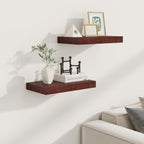Fun Memories 9 Inch Deep Floating Shelves, Rustic Solid Wood Floating Shelf 16 Inch Long, 16 x 9 Wide Bathroom Shelves for Storage & Display, Red Brown