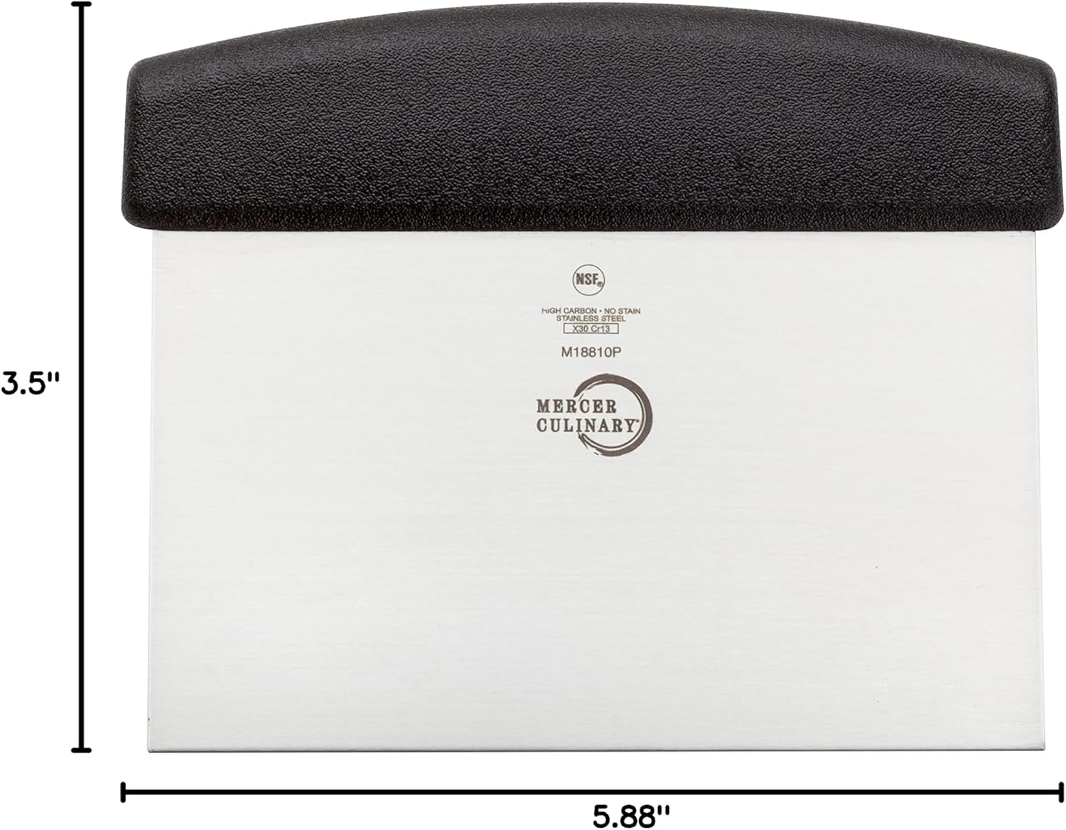Mercer Culinary Millennia Bench Scraper, 5 7/8 Inch X 3 1/2 Inch Blade, Black Handle
