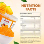 Fanale Mango Popping Boba Pearls, Vegan, Non GMO, Gluten Free, Fat Free, Perfect for Bubble Tea, Smoothies, Ice Cream, Desserts, and Beverages.