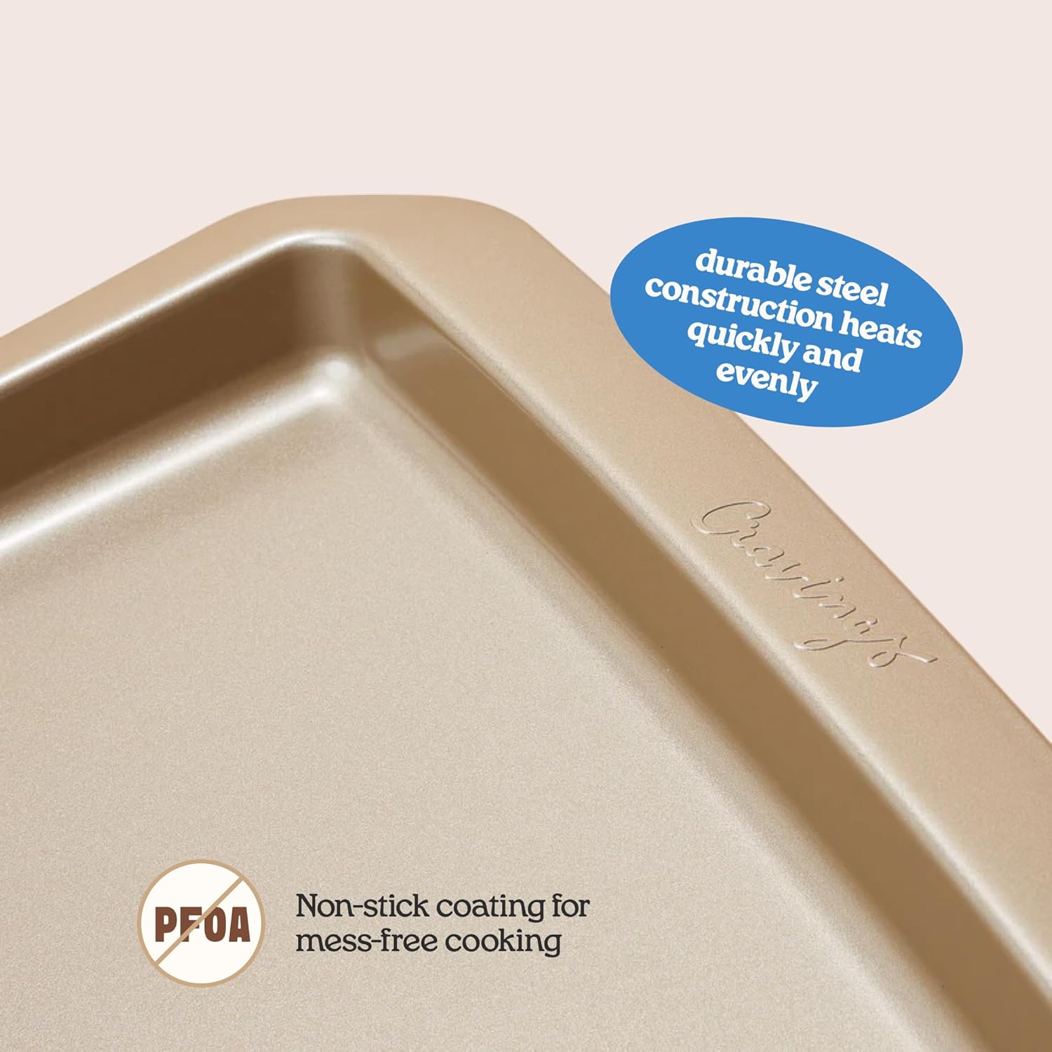 Cravings Bake-Anything 3-Piece Sheet Pan Set, Nonstick Steel Baking Sheets for Pizza, Cake, and Cookie Baking, Oversized, Medium, and Small Pans – Kitchen Essentials by Chrissy Teigen