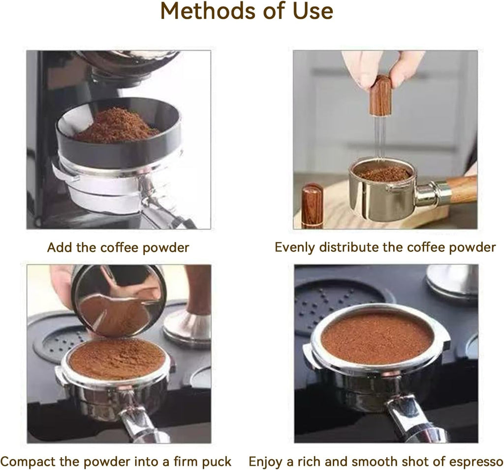 Espresso Accessories Kit 2-in-1 Coffee Distributor and Tamper Leveler, WDT Tool and Magnetic Dosing Funnel (54mm)