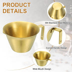 uxcell 1 Pcs Stainless Steel Espresso Cup with Handle, V-Shaped Mouth Espresso Measuring Cup with Scale for Preparing Coffee, Cocktails, 3.4OZ/100ML (Gold)