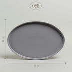 over&back Stackable Stoneware Serving Platter - Elegant 1-Piece Oval Serving Platter to Complete Your Kitchen Set - Perfect for Appetizers, Desserts, and More - 16" L x 11" W - Semi-Matte Charcoal