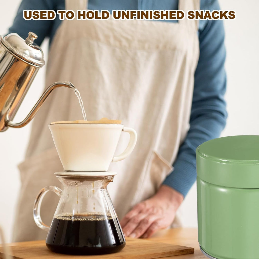 uxcell 2Pcs Round Tea Canisters, 4" x 4" Airtight Metal Tea Containers for Loose Tea, Coffee Beans, Spices - Durable, Compact, and Stylish Storage Tea Tin (Silver Green)