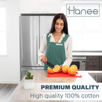 HANEE Cotton Aprons for Women and Men | Cross-Back Apron with Pockets