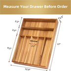 Silverware Organizer Kitchen Drawer Organizer Utensil Organizer Acacia Silverware Holder Cutlery Organizer in Drawer Flatware Organizer Tray(7 slots, Acacia