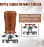 IKAPE 53.3mm Espresso Coffee Tamper, Spring-loaded Calibrated Tamper with Premium Stainless Steel, Newly Upgraded Walnut Tamper Compatible with 54 Breville Espresso Machine Bottomless Portafilter