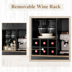 HOSTACK Kitchen Pantry Storage Cabinet, 71" Tall Food Pantry Cabinet with Microwave Stand, Farmhouse Kitchen Hutch, Coffee Bar Hutch with Wine Rack for Dining Room, Living Room, Black