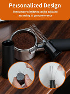 WDT Tool Espresso Distribution Tool with 10 x 0.25mm Stainless Steel Needles, Espresso Machine Accessories with 10 Extra 0.4mm Needles, Aluminum Alloy Handle Stand with Hide Brush for Barista