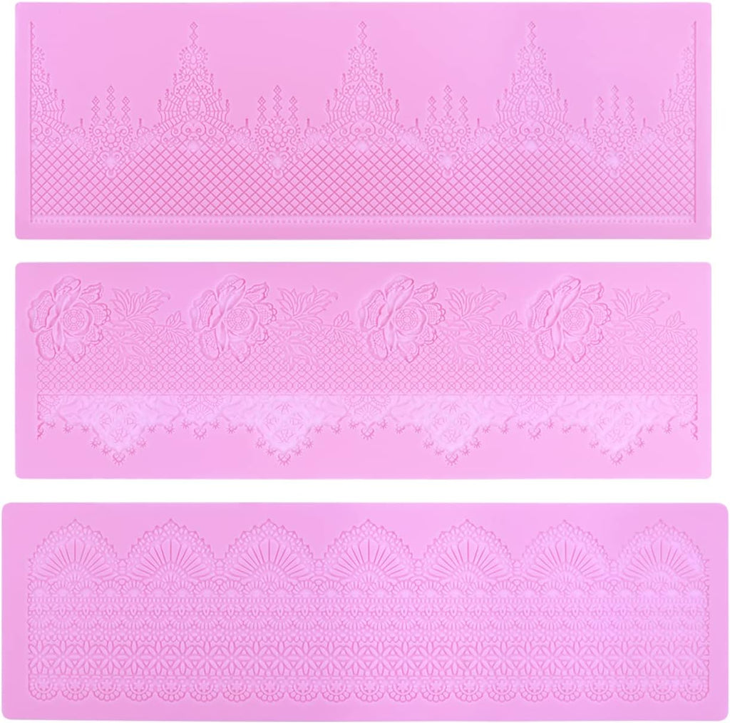 Embossing Lace Fondant Molds - Rose Flower Cake Lace Molds Set of 3