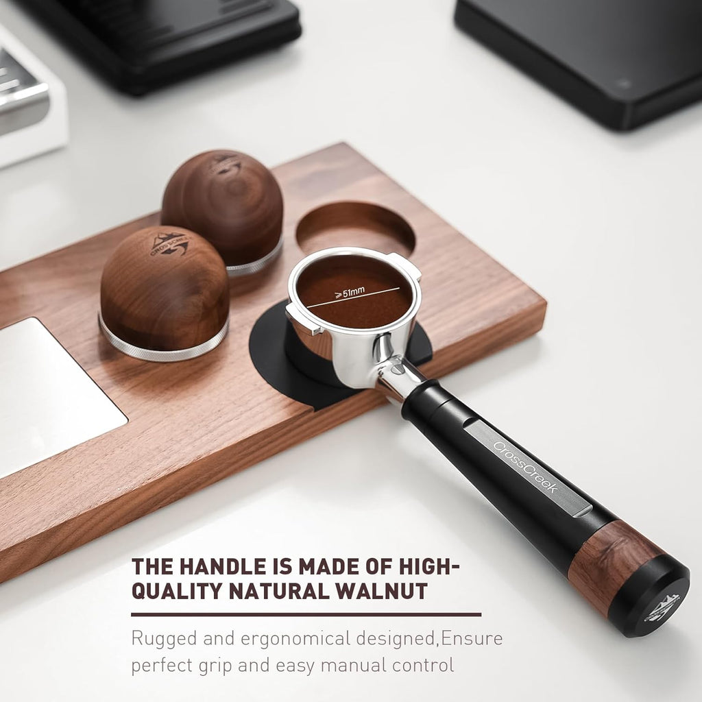 51mm Espresso Bottomless Portafilter with 2 Ear | Stainless Steel Basket and Black Aluminum Alloy Handle | Fits De’Longhi ECP3420 / EC155 / BCO430 / EC260 Espresso Machine | Accessories