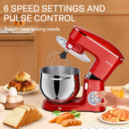 SEEDEEM Stand Mixer, 8.5 Qt 660W Tilt-Head Kitchen Mixer with 6+P Speeds, Dough Hook, Wire Whip & Beater, Dishwasher-Safe Attachments, Red – Ideal for Baking & Daily Use, Red